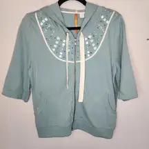 NWT ANTHROPOLOGIE SATURDAY SUNDAY VINTAGE ZIP UP BEADED HOODIE