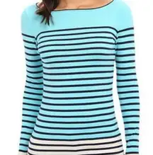 Lily Pulitzer Maria Boatneck Everglades Striped Teal & White Women's Sweater