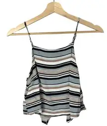 Lulu's Blue & White Horizontal Stripe Crop Tank Top M