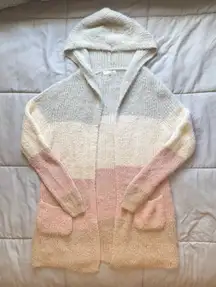 June & Hudson Pastel Striped Hooded Cardigan Size Medium