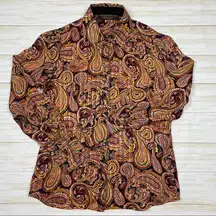 Robert Graham long sleeve multicolor paisley print silk button down blou…