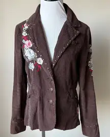 Calix Floral Embroidered Corduroy Jacket