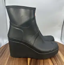 Hunter Original Short Wedge Rain Boots Black Waterproof Outdoor Women's 10