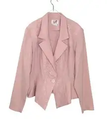 Caron 1980s Pastel Pink Blazer with Lace Detail Large Retro Coquette Balletcore