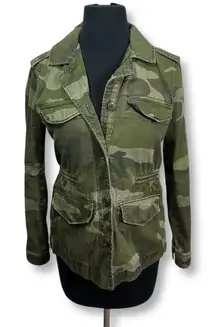 Abercrombie and Fitch Military Style‎ Camo Utility Jacket Field Coat Womens XS