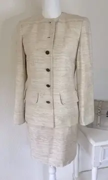 Vintage‎ union label Herbert Grossman suit set womens size 6 beige textured