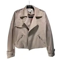 Magaschoni Faux Pink -salmon Suede Moto Style‎ Women’s Jacket Size S