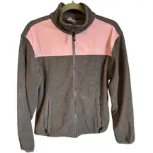 Spyder Fleece Jacket Full Zip Gray Pink Colorblock‎ Coat Size Large/XL