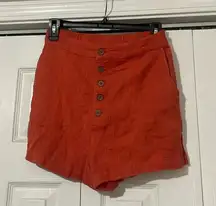 Free People High Waist Orange Rust Button shorts small