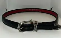 Brighton Leather Reversible Belt Black & Red Croc Embossed 32
