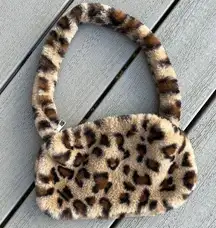 Furry Plush Leopard print Purse Small Shoulder Bag