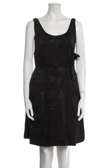 Kate Spade  Black Bow Embroidered Brocade Sleeveless A-Line Dress with Pockets