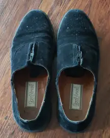 Vintage Gianni Versace Black Chic Edgy Preppy Feminine Suede Loafers Size 5.5