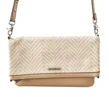 Stella & Dot Cream and Tan Chevron Crossbody Bag Purse