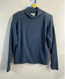 Womans Express Tricot Large Blue Turtle Neck Long Sleeve Pullover Top