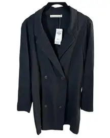 NWT Abercrombie & Fitch Double Breasted Blazer Solid Black Long Top Size Medium