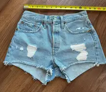 501 Levi Light wash shorts distressed Size 26