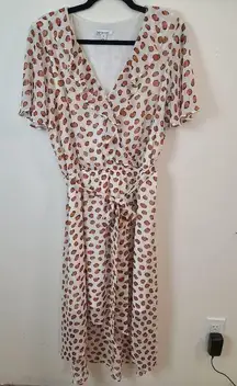 Bar III Dresses White Rust Animal Print Ruffled Tiered High Low Flowy Dress 1