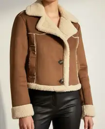 Altar'd State Brown and Cream Teddy Jacket