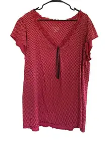 Cacique sleep wear shirt plus size 22/24 polka dot pink black