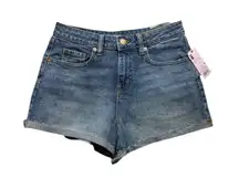 Women's High-Rise Rolled Cuff Jean Shorts Wild Fable Blue Denim Size 4 R NWT