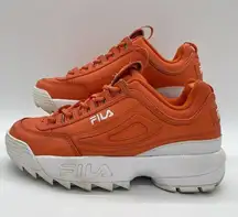 Fila Womens Size 7.5 Shoes Disruptor II Athletic 5FM00401-821 Orange & White