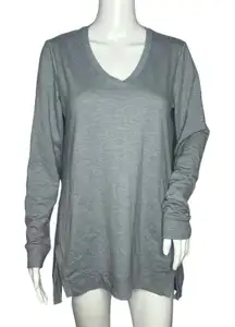 Logo by Lori‎ Goldstein Shirt Womens Small Blue Gray Tunic Top Lounge Casual