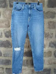 HUDSON Bettie High Rise Taper‎ Jeans In Medium 90s Wash Distressed Hem size 27