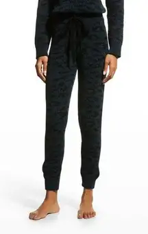 PJ Salvage Royal Socialite Navy Leopard Sweater Pants Jogger Fuzzy Soft Pajama L