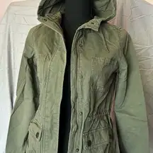 Green Utility Jacket with Drawstring Waist