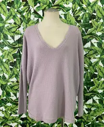 UO Out From Under V Neck Waffle Knit Top