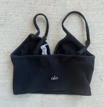 ALO Yoga Black Ribbed Sports Bra, Size Small