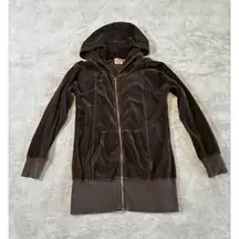 Juicy Couture Vintage Velour Zip Hoodie Brown Y2K Long Tracksuit Medium