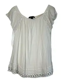 SOCIOLOGY White Lace Bohemian Blouse Shirt Size Small EUC #1355-LA