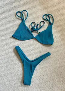 teal “Cactus Ribbed” Bikini Set