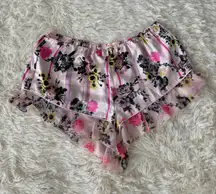 Victoria's Secret Pink Floral Satin Ruffle Pajama Sleep Shorts L‎