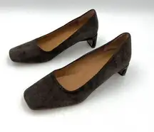 By Far Suede Heels Brown Pumps Square Toe