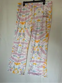 Smiley World Women's XL Graphic Print Pajama Pants Multicolor Tie Dye Soft