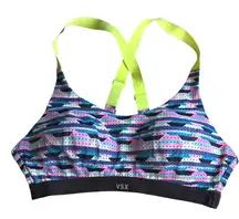 Victoria's Secret VSX The Player Racerback Sport Bra Multi Neon Color sz 34 B