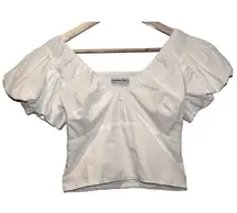 Women's Abercrombie & Fitch White V-Neck Short Sleeve Crop Top Blouse Size Small