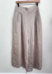 Slenddy beige Wide Leg pants Linen blend elastic waist lightweight flowy fairy