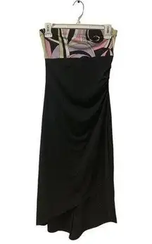 My Michelle M Black Purple Pink Y2K Long Strapless Dress Retro Geometric NEW