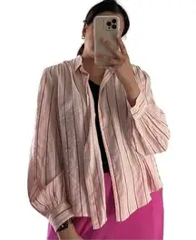 XIRENA Button Down Relaxed Striped Shirt Sz XS