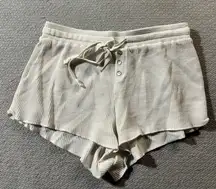Isalis Women’s White Thermal Waffle Knit Pull On Lounge Shorts pajamas small EUC