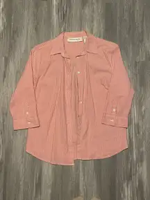 red & white striped button up