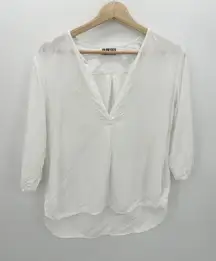 CP Shades for Seaside White Blouse Sz Small V-Neck 3/4 Sleeve Boho Light Coastal