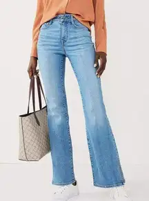 Nine West High Rise Sculpting Bootcut Jeans Womens Blue Stretch Slit Hem