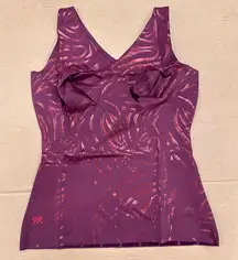 New Ruby Ribbon Gilded Tiger V-Neck Tank Cami Cherry Lacquer