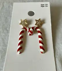 GAP: Candy Cane Earrings with Gold Stars