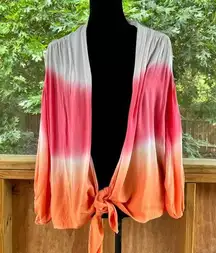 Young Fabulous & Broke Carmen Orange Pink And White Ombre Tie Front Top Size S